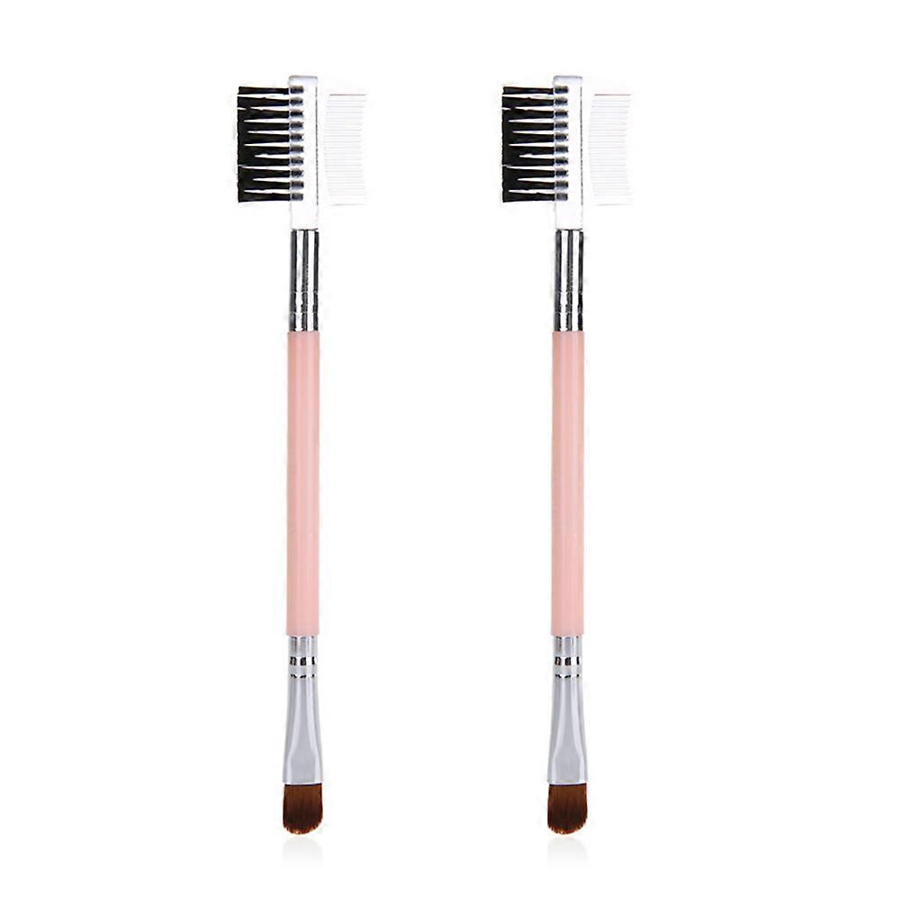 Eyeshadow Double-Headed Brush for Eyebrow Makeup 1Set Set Pink