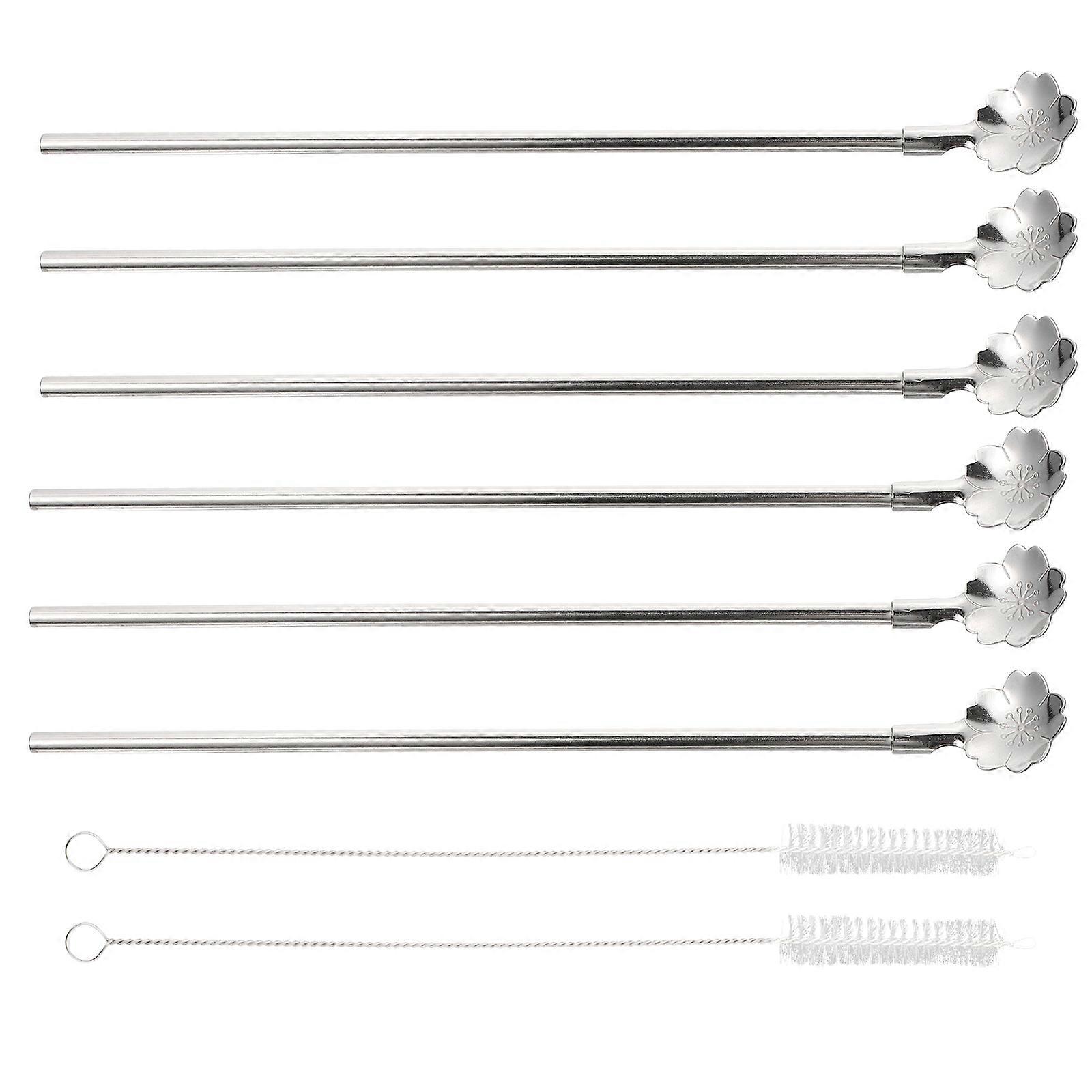 Stirring Spoons Stainless Steel Straw Spoon for Drinking 8Pcs