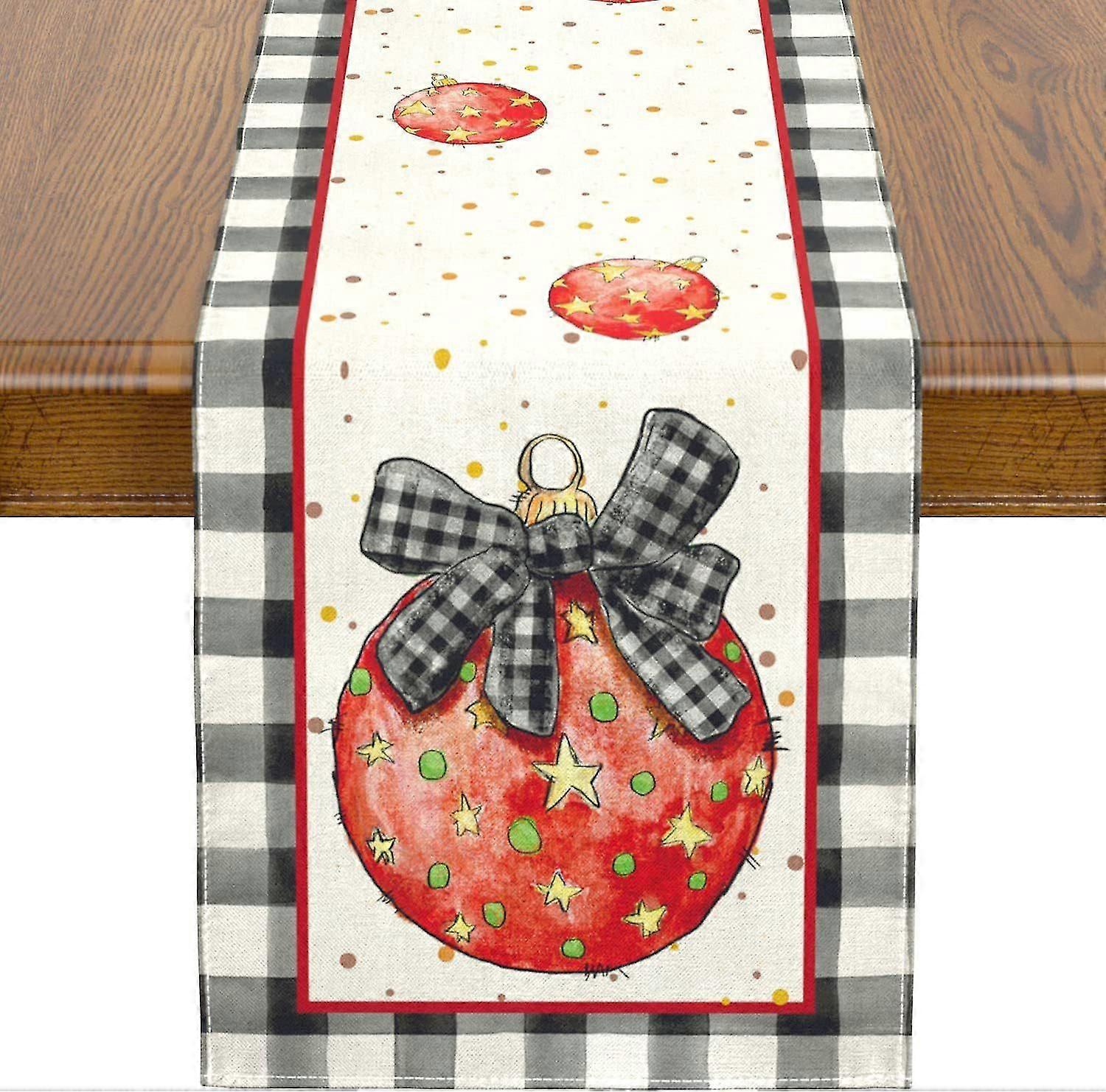 1pc, Lin Table Runner, Christmas Theme Table Runner, julepynt, Santa Claus Winter