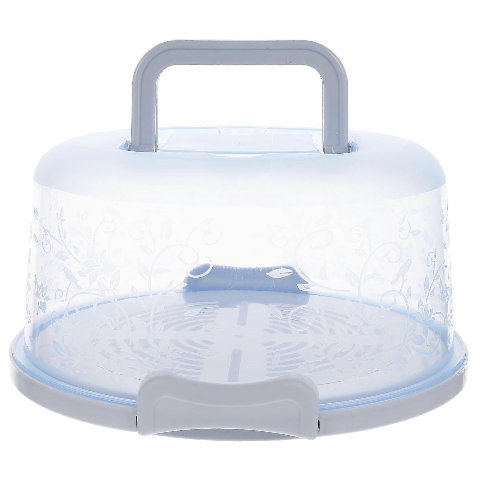 Blue Cake Box Container for Kitchen Use with Handle 1Pcs Round Carrier