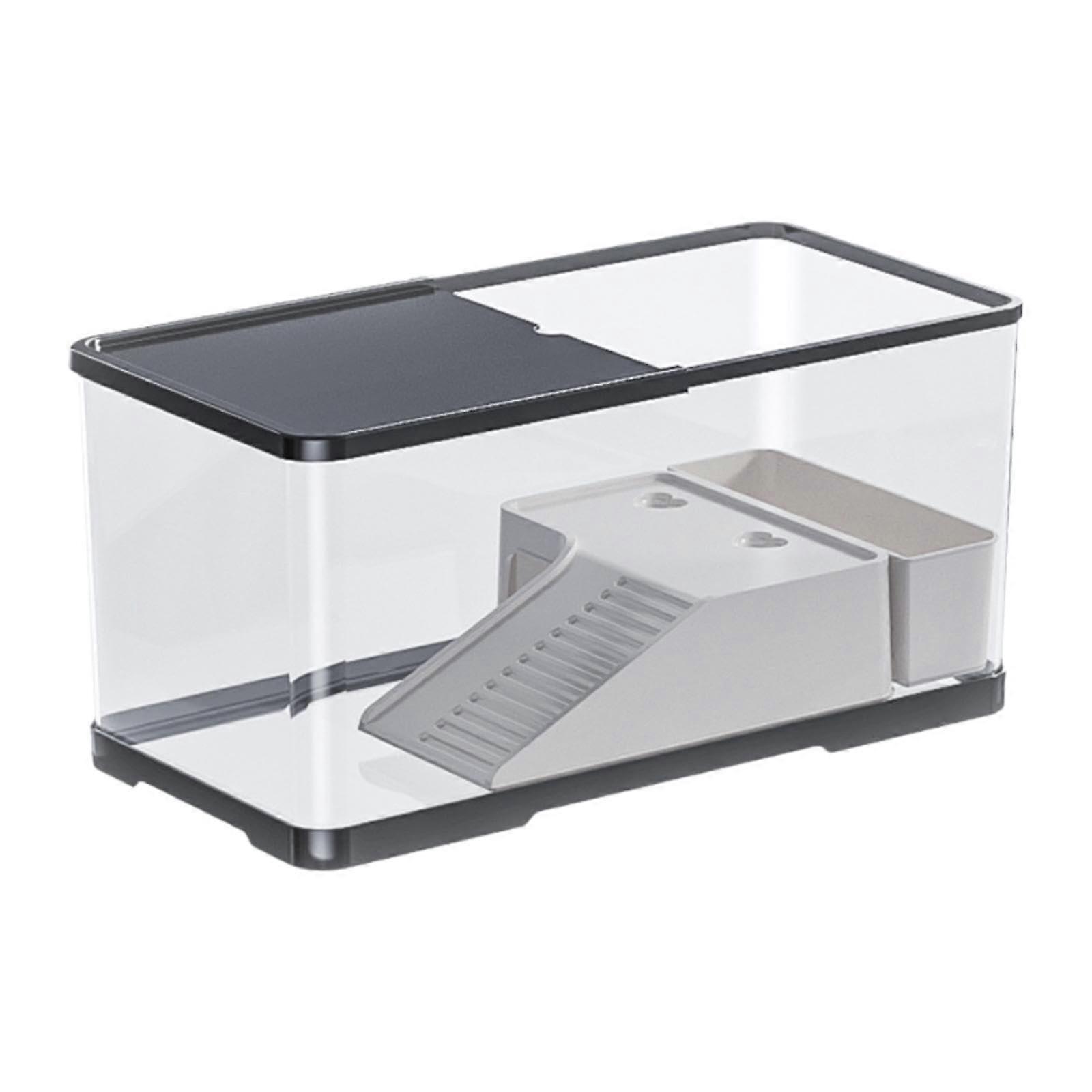 Turtle Tank with Basking Platform and EscapeProof Lid, Versatile Reptile Habitat for Small Pets