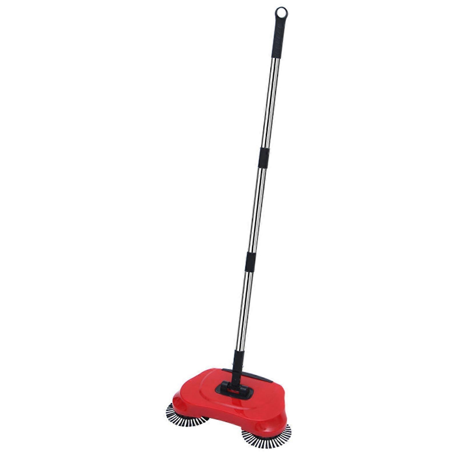Carpet Sweeper Manual Floor Sweeper with Adjustable Handle NonElectric 3 in 1 Cleaning Tool Red