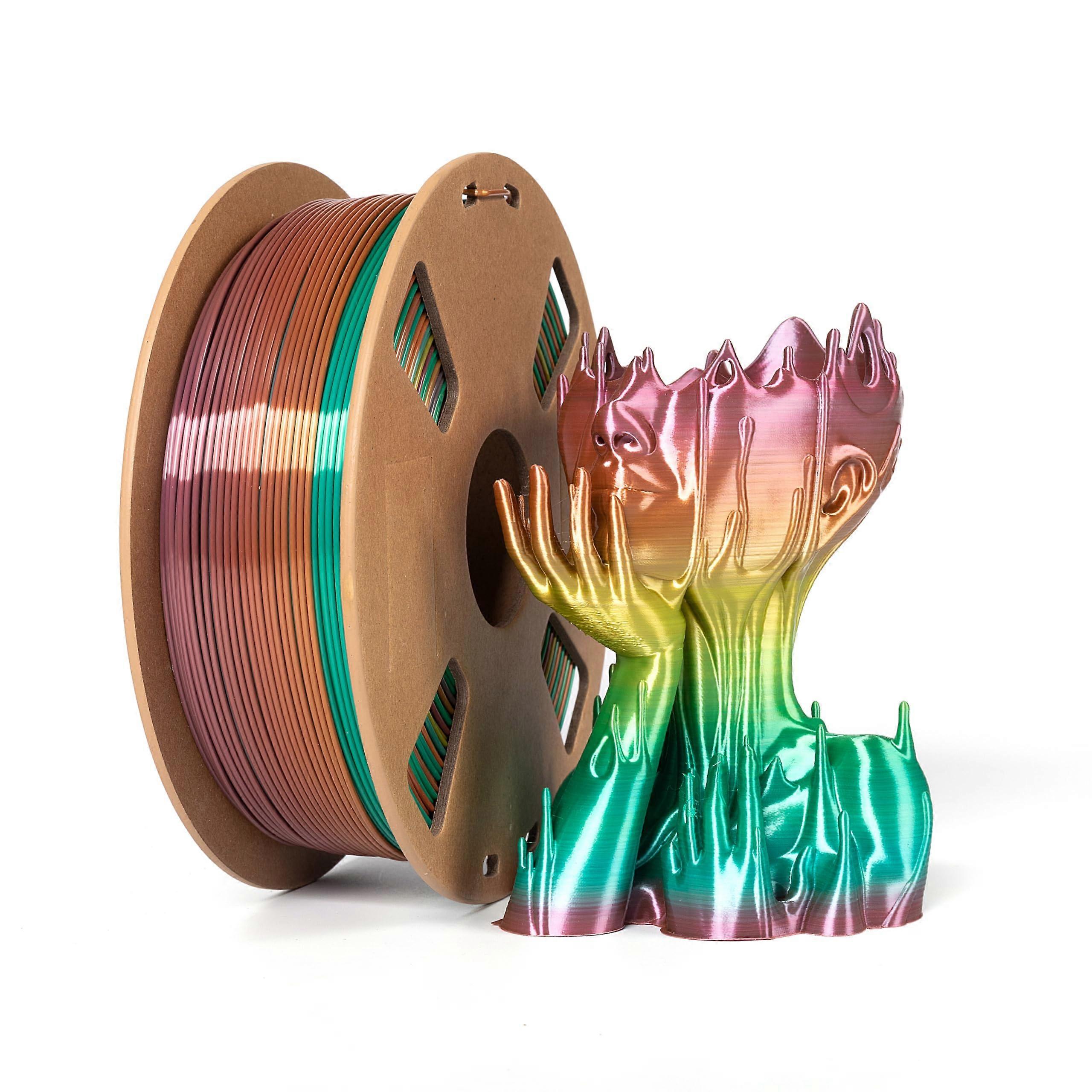 Silk Rainbow PLA Filament 1.75mm 1kg Multicolor Gradient for Smooth LowWarp 3D Printing