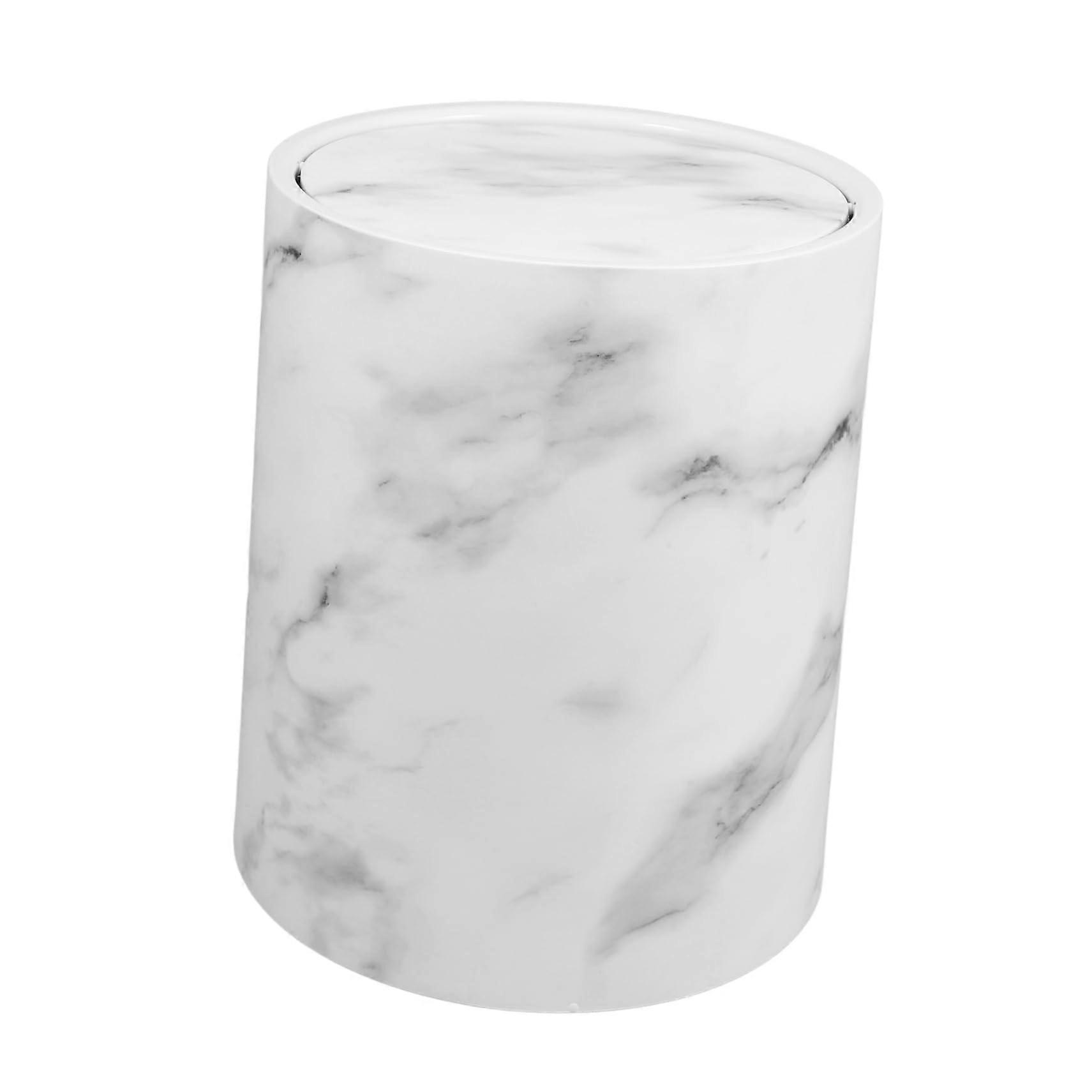 Marble Pattern Swing Lid Trash Can for Kitchen Bathroom Office, Thickened Plastic Waste Bin