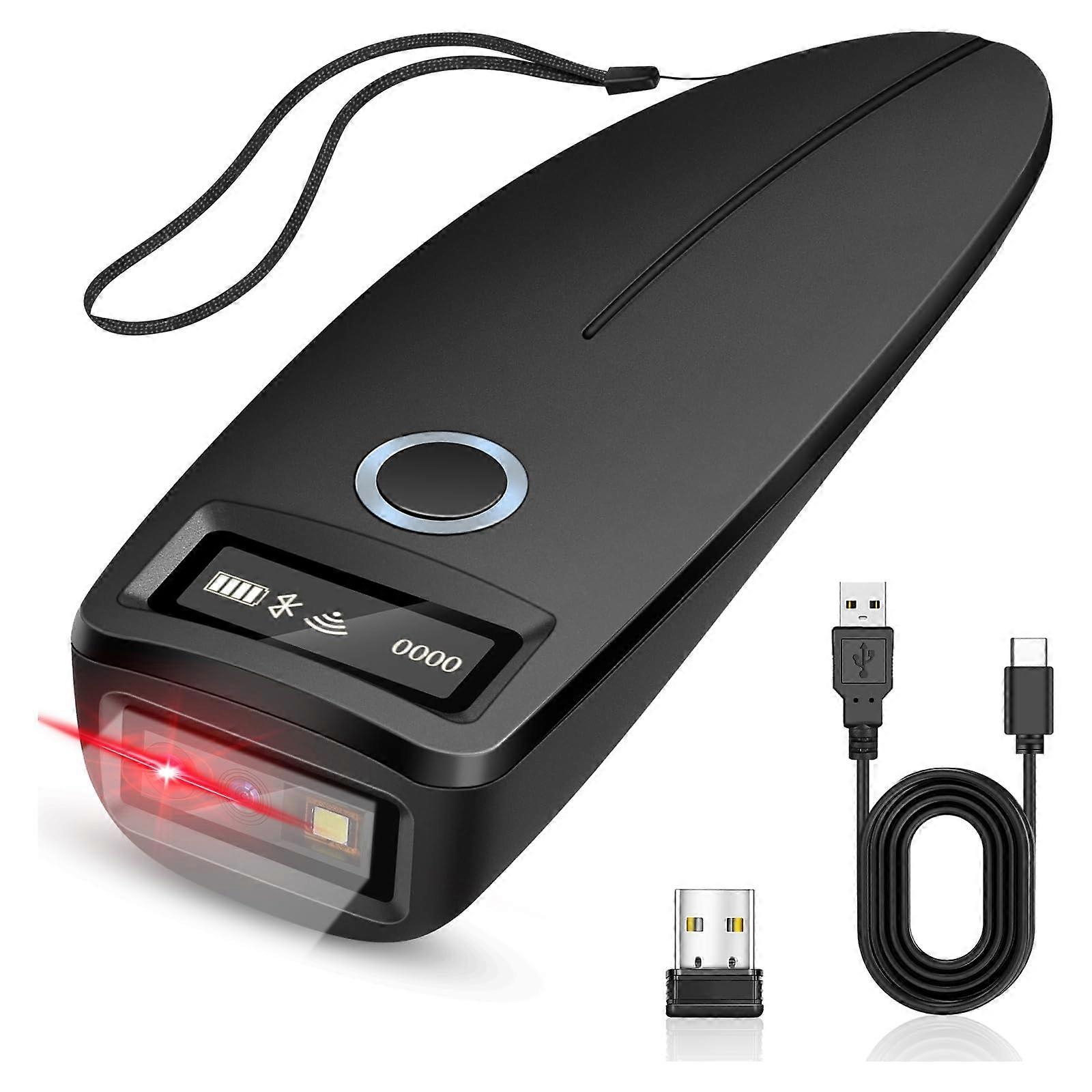 Mini Bluetooth Barcode Scanner with OLED Display, Wireless 2D QR 1D Reader for iPhone Android