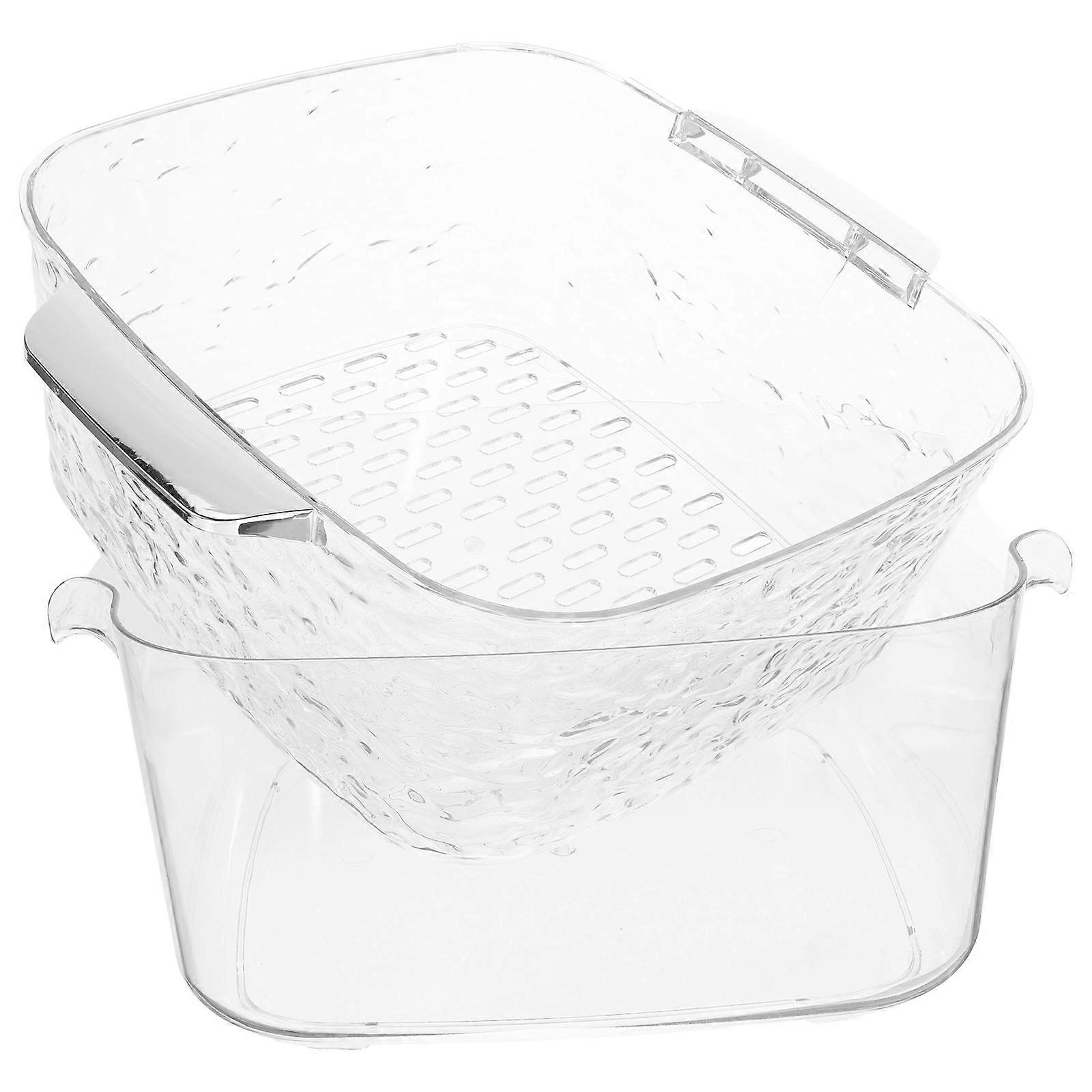 Washing Strainer Basket Double Layer Drain Basket for Kitchen Transparent Pet