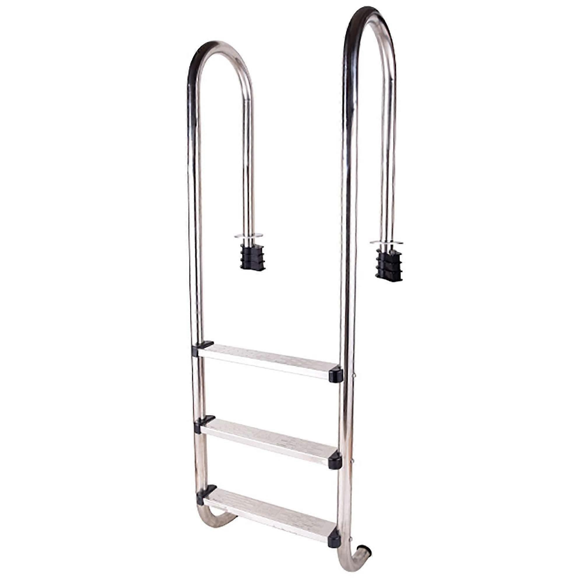Compact 3 Step Folding Ladder Silver Step Ladder for Home Kitchen Easy Storage