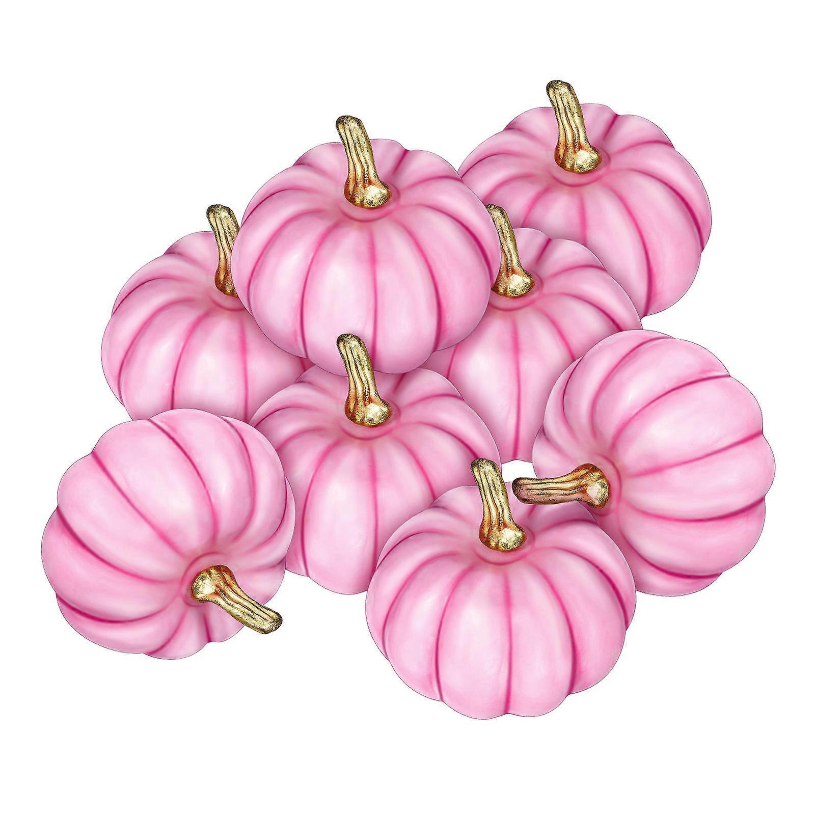 Artificial Pink Pumpkins Decorative Model for Party 8Pcs Realistic Simulation