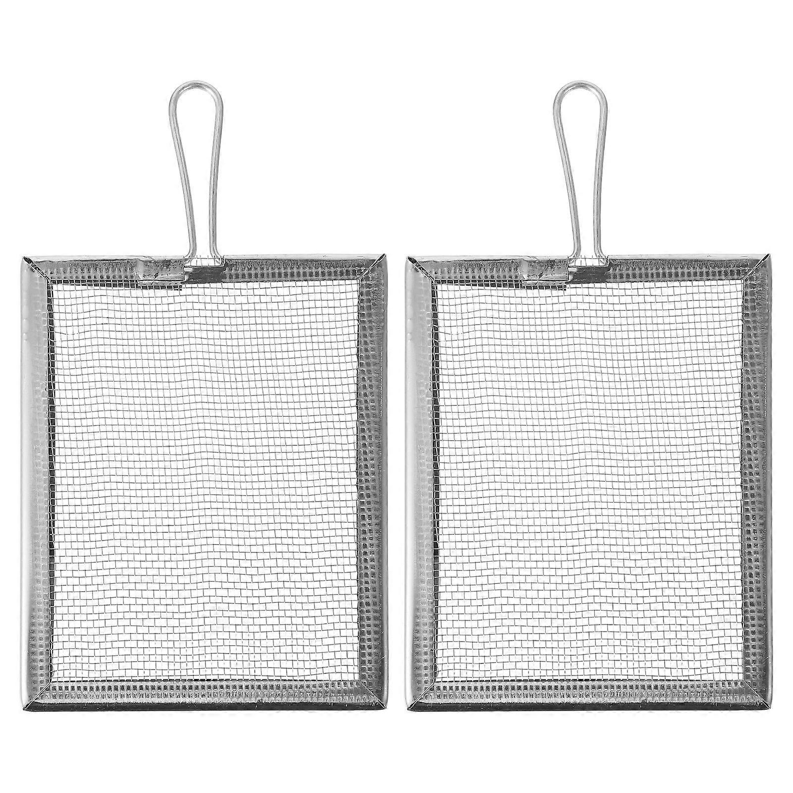 2Pcs Square Shape Filter Screen Sieve Strainer Mesh Filter Sifter (Silver)