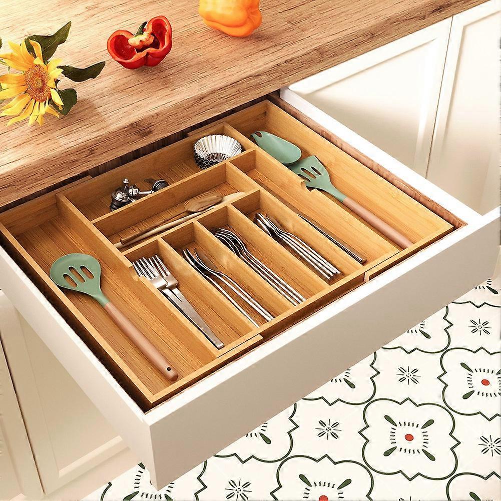 Multi-Grid Kitchen Tableware Pull-Out Retractable DrawerKnife and Fork Storage Box Household Bedside Tools Sorting Box L