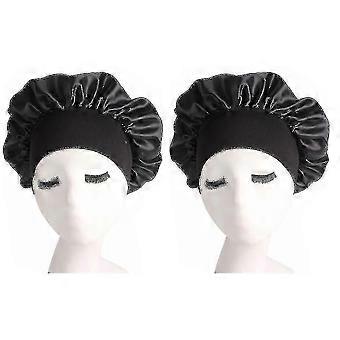 SHYV-2 Pack Women Satin Solid Sleeping Hat Night Sleep Cap Hair Care Bonnet Nightcap