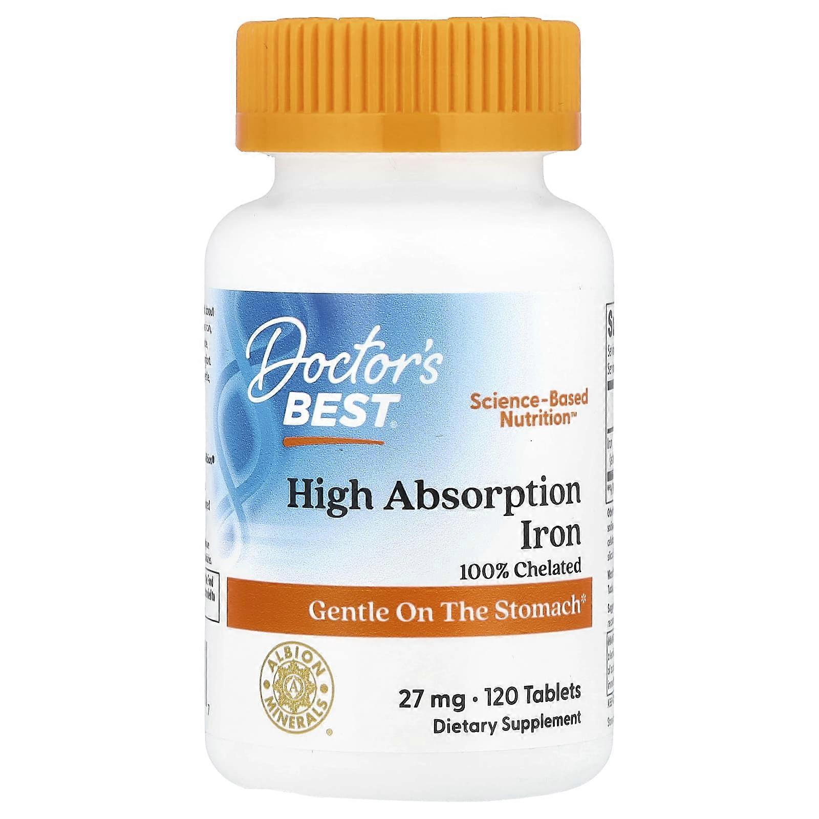 Doctor's Best, High Absorption Iron, 27 mg, 120 Tablets, 2-Pack