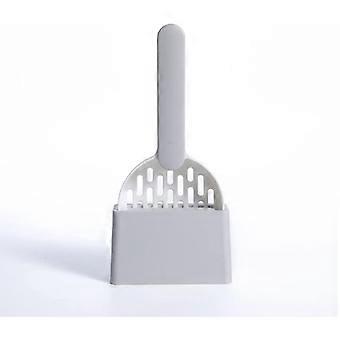 Gray Cat Litter Scoop - High Quality ABS Plastic Cleaning Tool - Durable and Easy to Clean - 1 Piece (with Base)