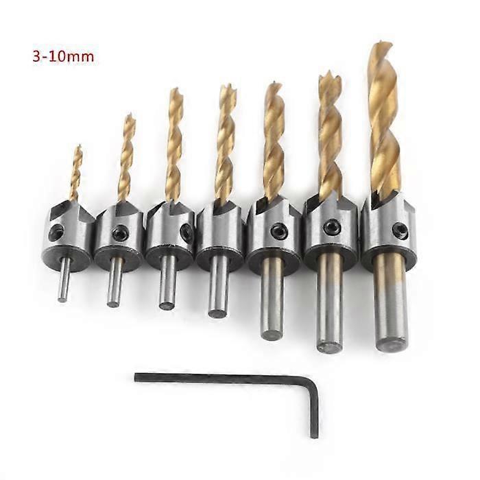 7pcs Countersink Drill Bits Wood Chamfer Tool Carpenter Reamer Drill Bit