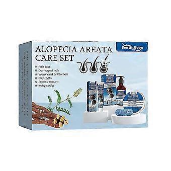 Kit para crescimento capilar para alopecia areata: shampoo nutritivo, sabonete e tratamento para cabelos mais espessos e volumosos.