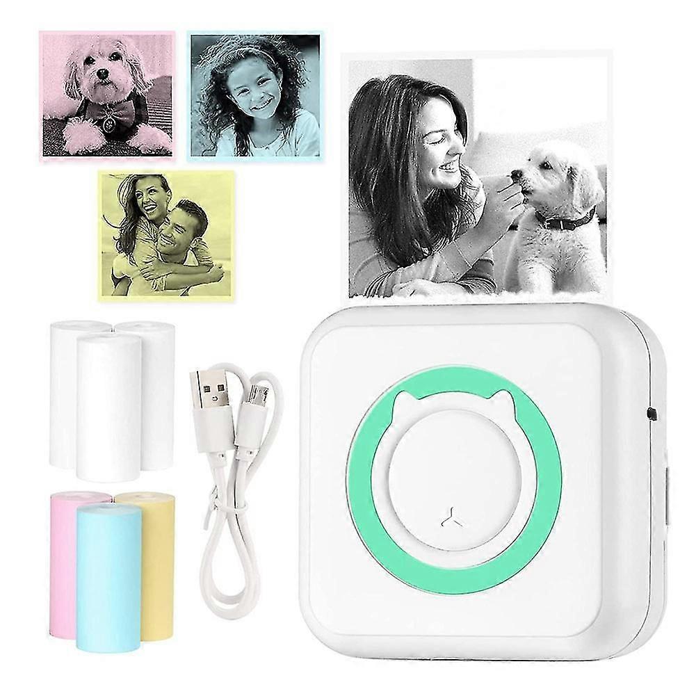 Wireless Printer - Bluetooth Thermal Printers With 6 Printing Paper Compatible For Label Receipt Ph