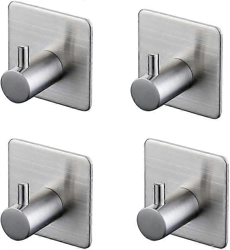Bathroom Wall Hook, Stainless Steel, 4 Single Hook Without Perforation