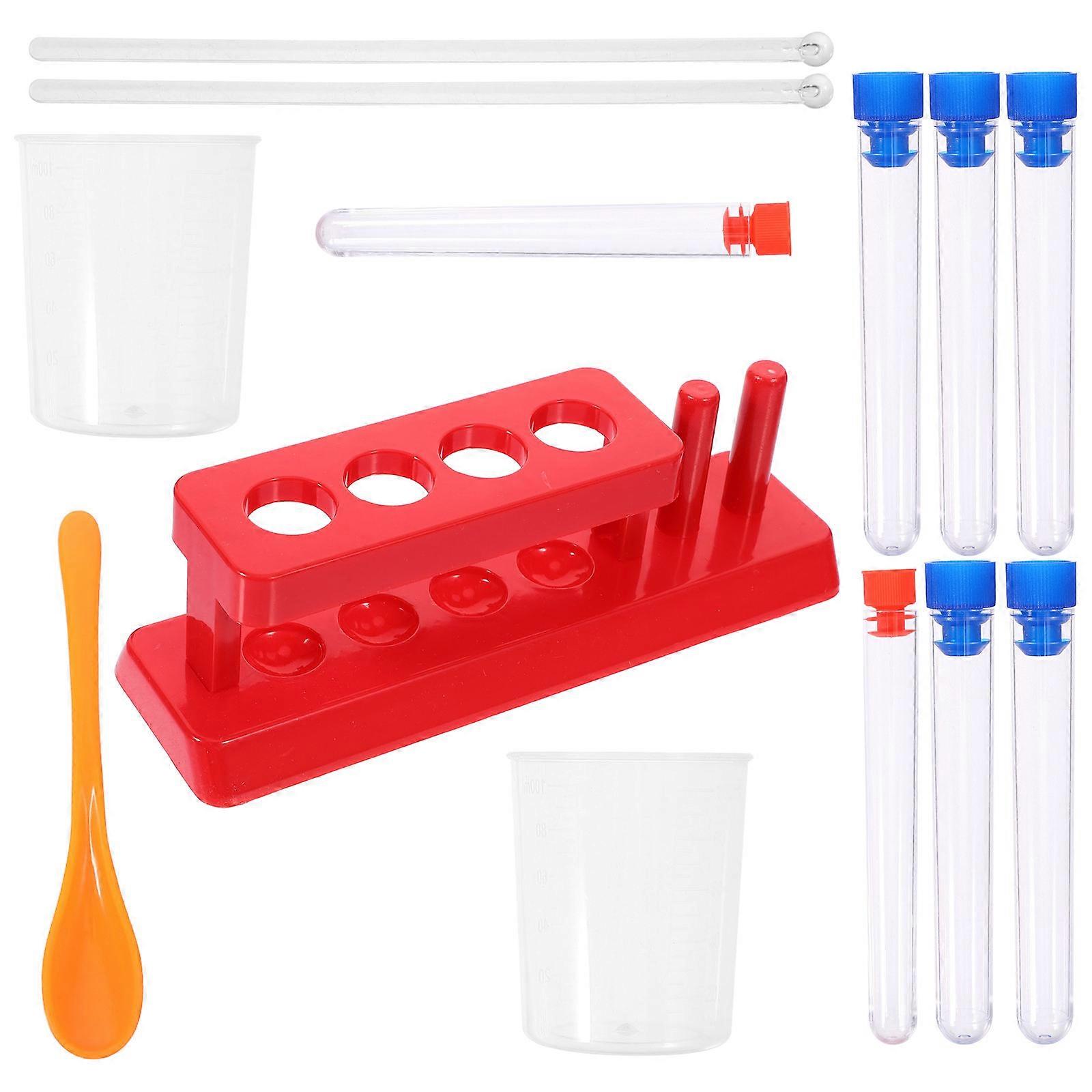 1 Set Test Tubes Storage Rack with Testing Tubes Laboratory Experiment Supplies