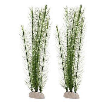 Artificial Fish Tank Plant for Decor with 2Pcs Plastic Aquarium Green Plants