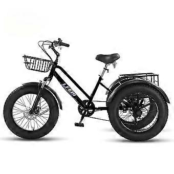 Tricycle adulte 20 pouces, 7 vitesses, gros pneus, 3 roues, avec panier et selle large
