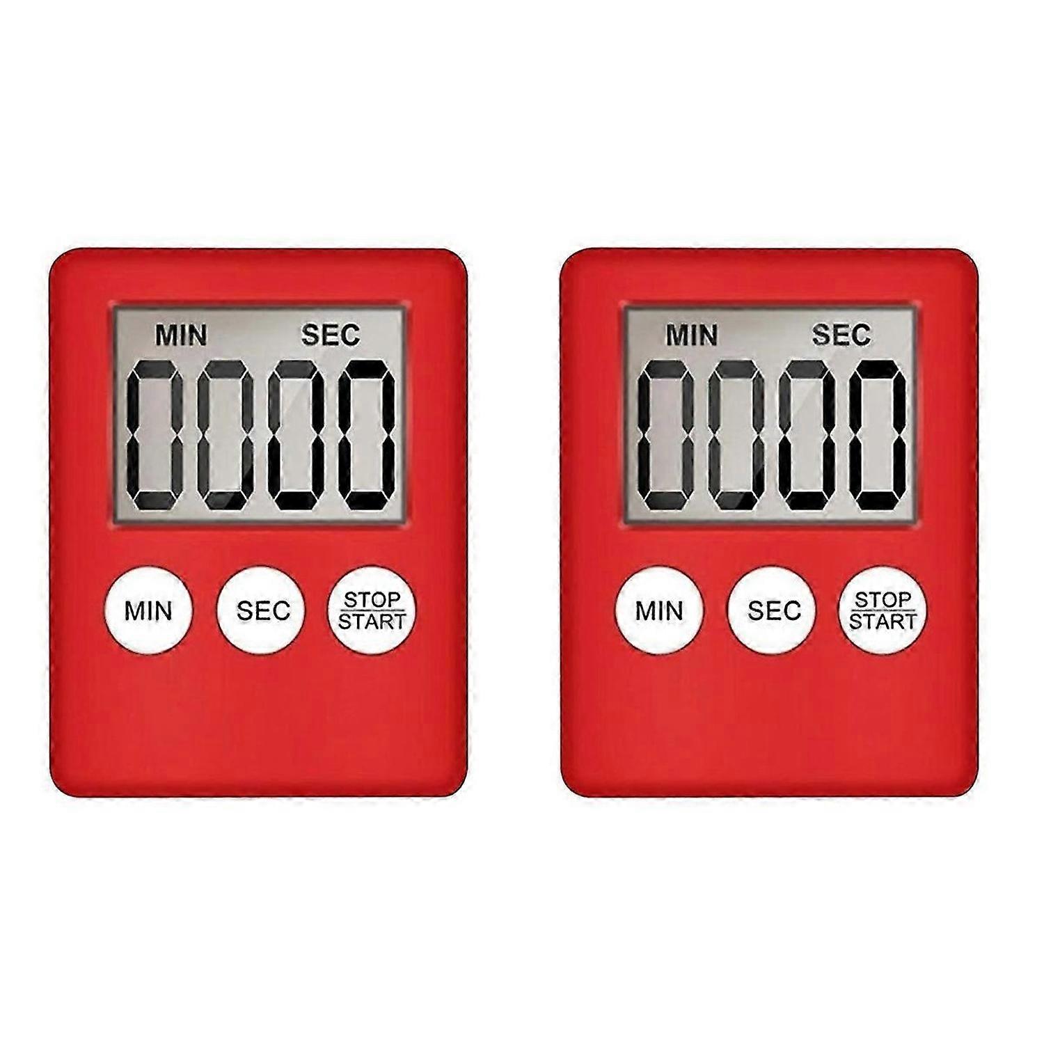 Digital Kitchen Timer, Timer, Egg Timer, Suitable for Work, Sports Timer, Game, Cooking Timer, 2 Pack Red