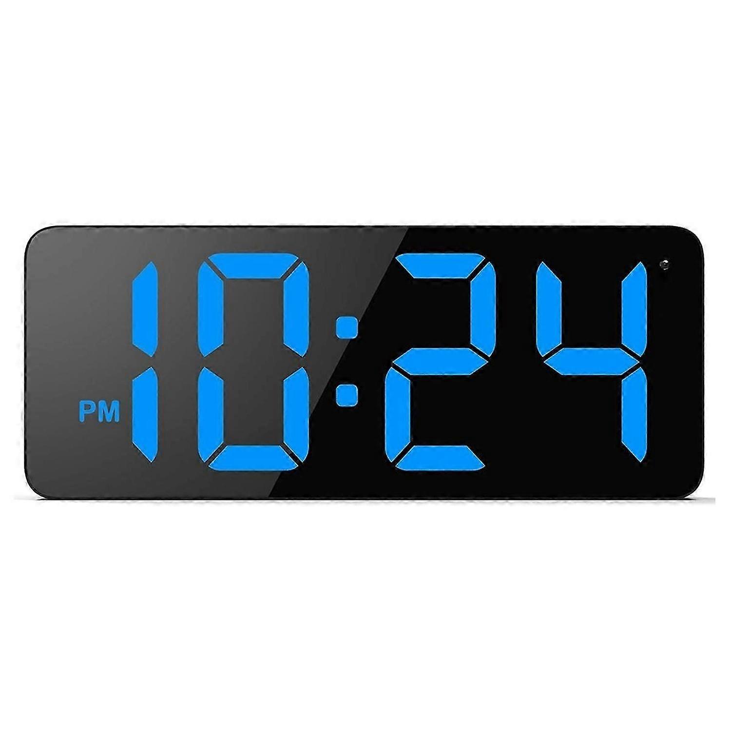 LED Digital Wall Clock with Large Display Digits, Auto-Dimming