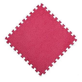 4Pc 30x30cm Square EVA Yoga Mat Floor Interlocking Mat Show Floor Yoga Fitness Gym Exercise Mat (Rose Red + Pink)