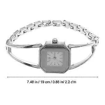 Quartz Stone Watch Elegant Woman Wristwatch for Decoration Silver Roman Dial