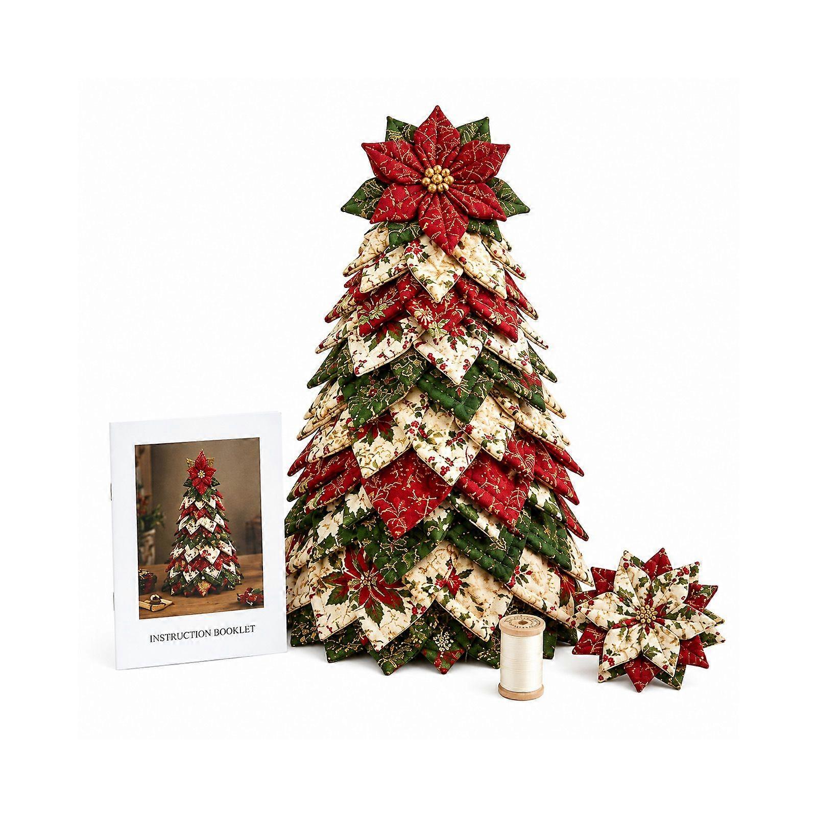 Christmas Tree Quilt Set  Poinsettia Patchwork Design