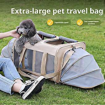 Double Felines Transport Bag with Divider, Vented View Side and Carry Handles for Routine Clinic Travel Use Daily  Light gray expansion