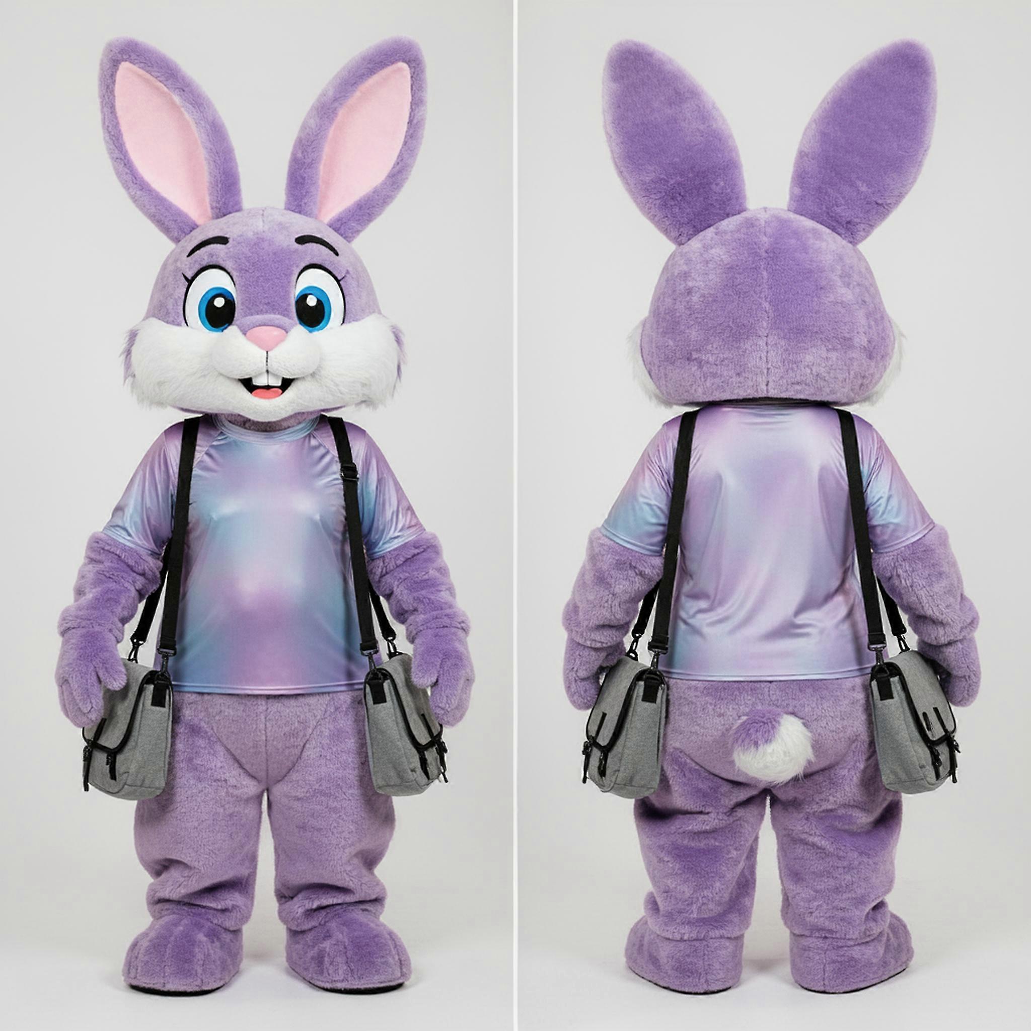 MASTICOT Lavender Padded Cartoon Wild Rabbit Mascot