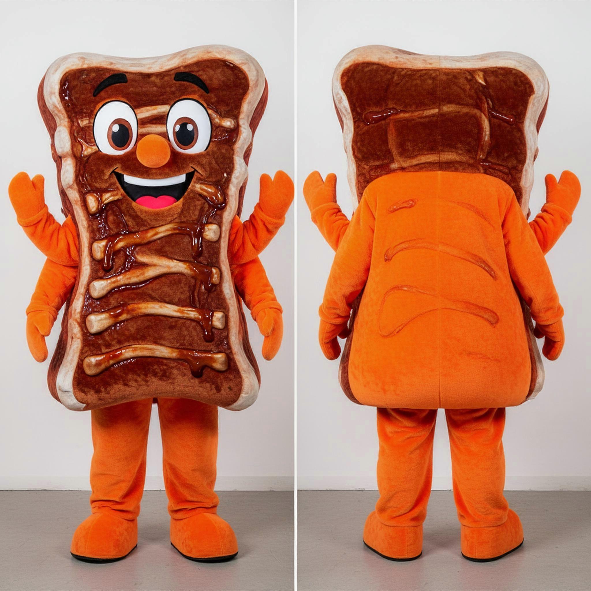 MASTICOT Flame Orange Succulent Bbq Ribs Mascot