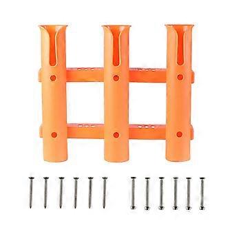 Fishing Rod Storage Rack for Home Gear Use, Plastic Three Tube Stand for Garage and Tackle Room Storage, Daily Use  Orange
