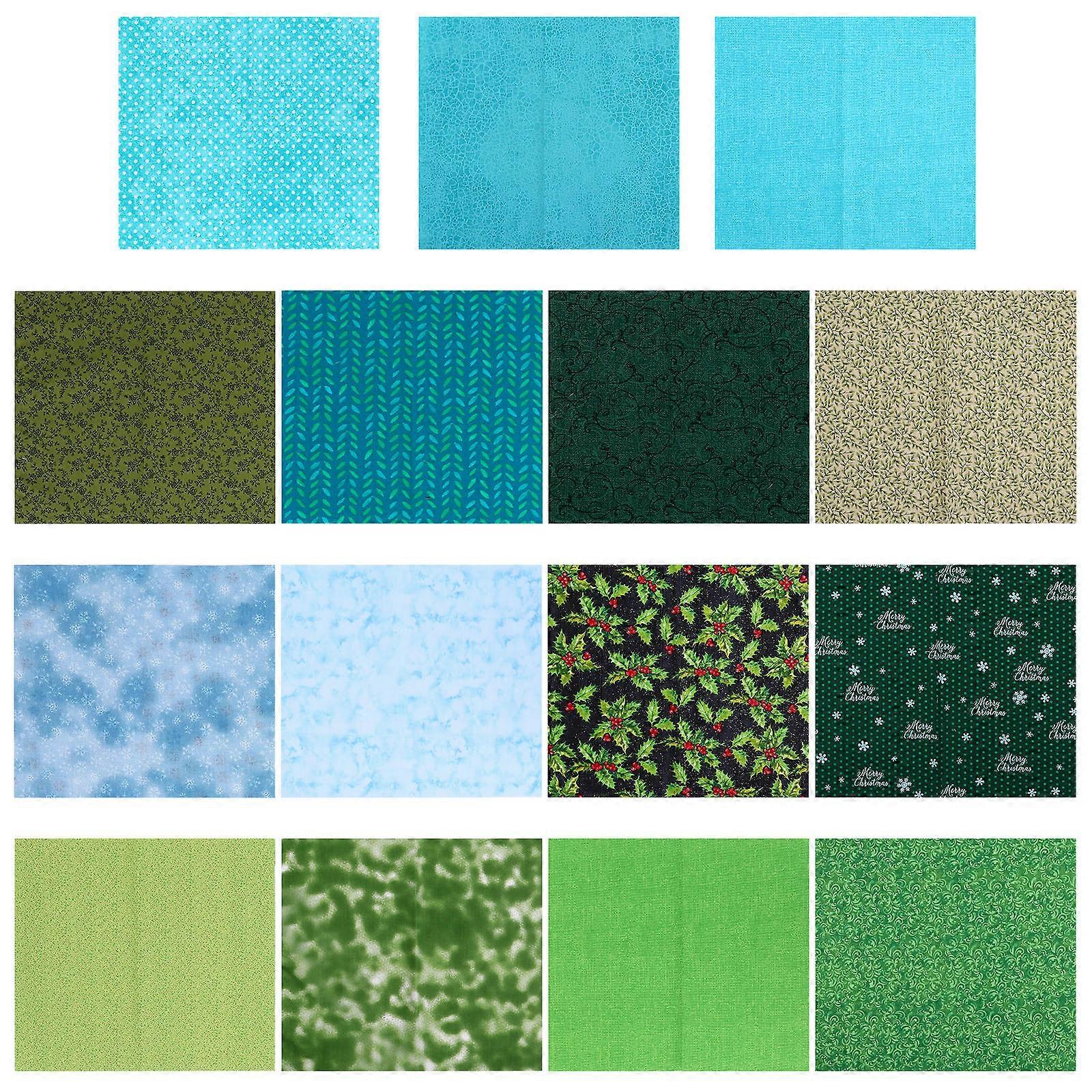 Green Patchwork Quilting Cotton Fabric for DIY Project 15Pcs