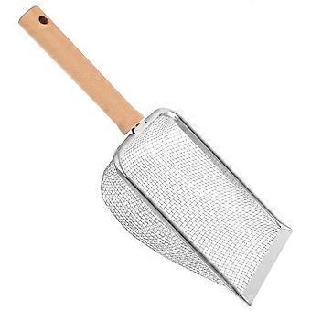 Stainless Steel Litter Scoop Metal Cat Litter Scooper with Wooden Handle