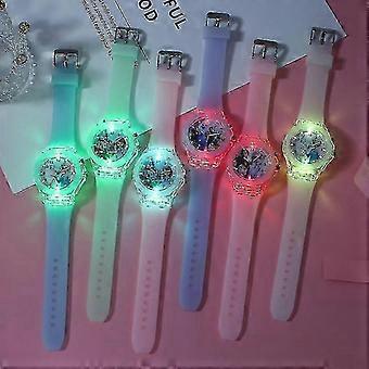 Kids Frozen Anna Elsa Silicone Cartoon Watch Luminous Led Flashing [XR]
