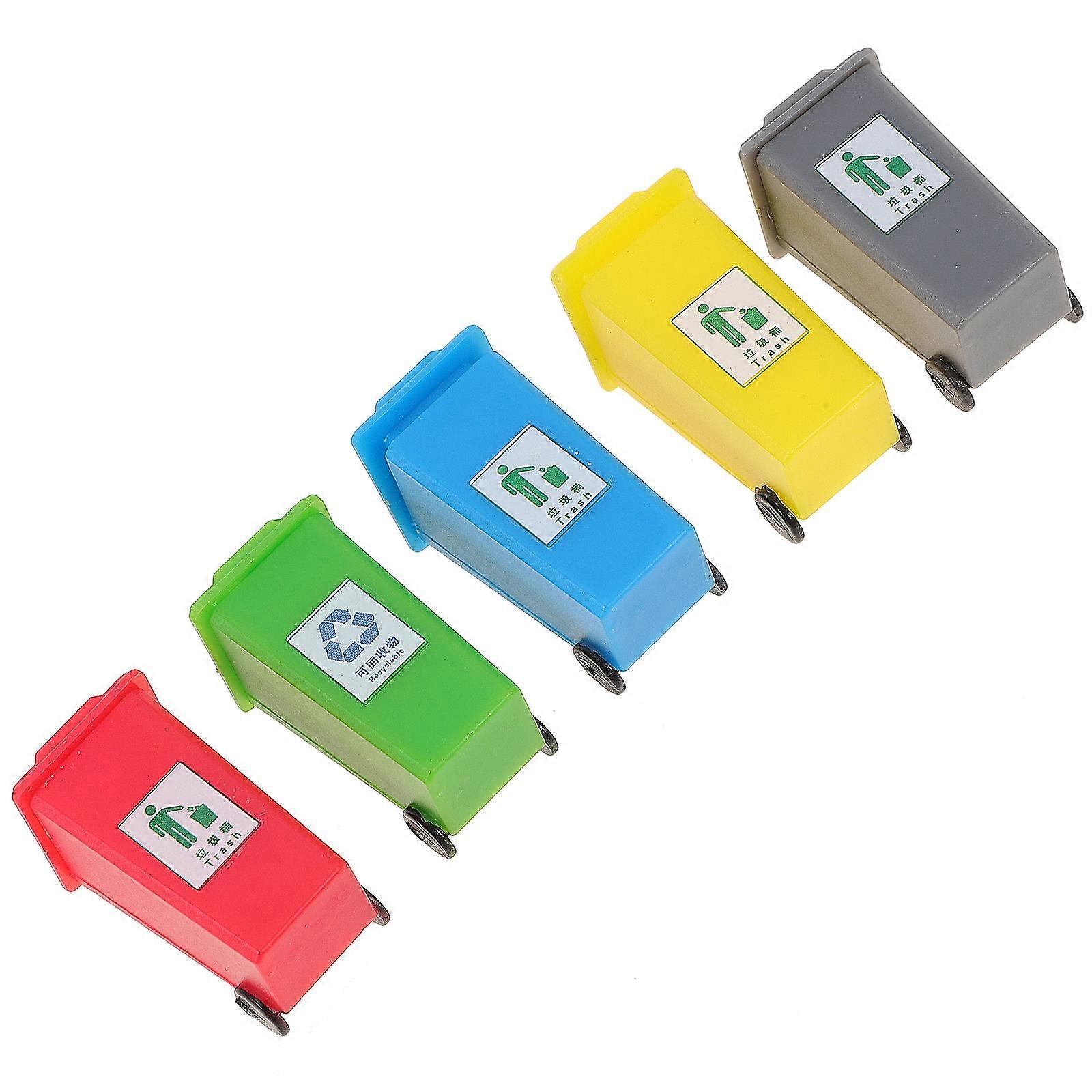 Mini Trash Can Model for Sand Table Layout Decor 5Pcs ABS Material