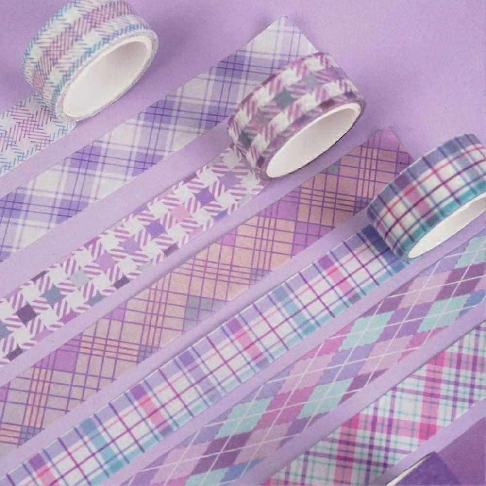 12 Rolls Plaid Scrapbook Tape Journal Decorative Tape 9.84 feet x 0.59 inch Basic Grid Pattern Masking Border Sticker Rolls