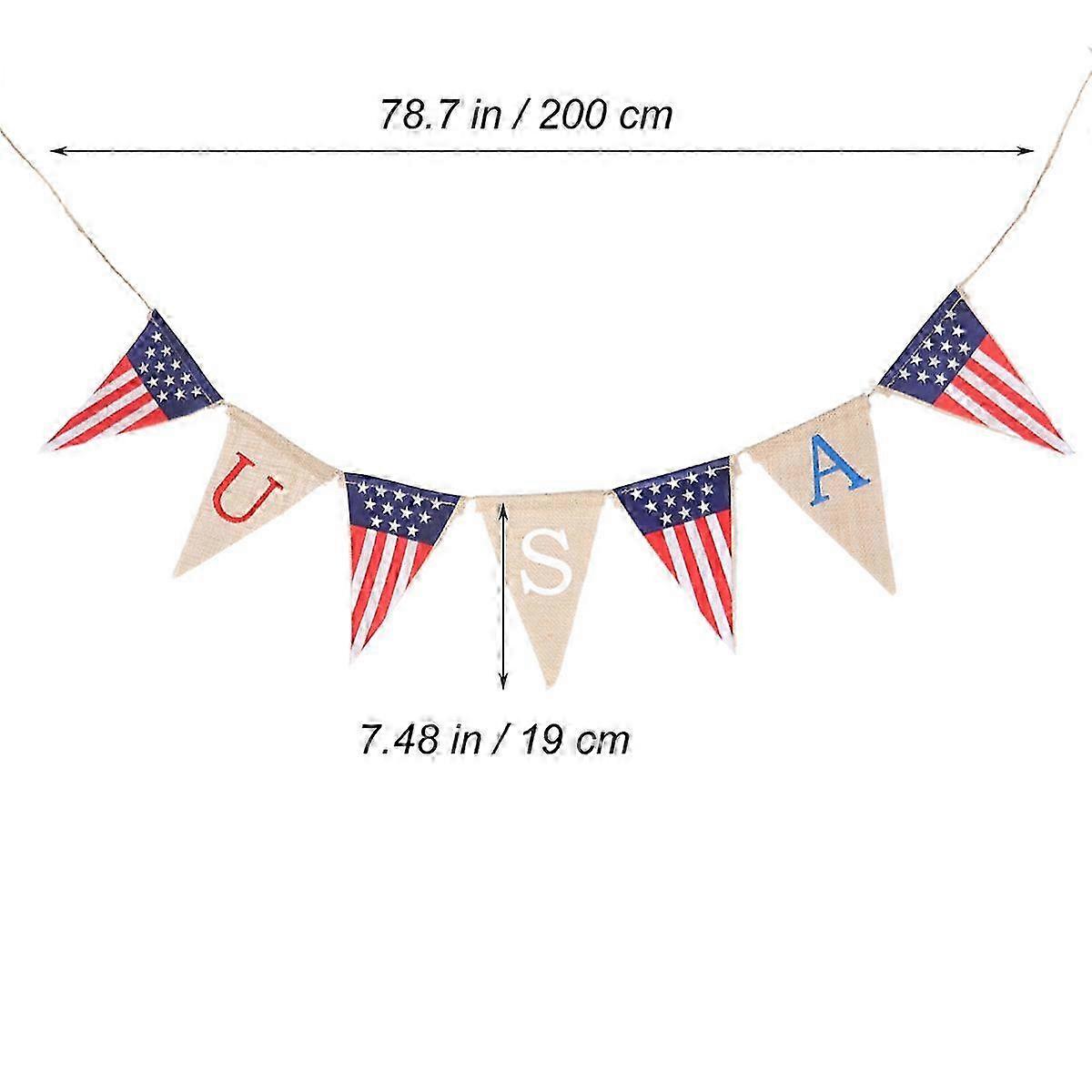 Rustic USA Flag Burlap Banner