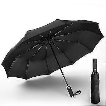 Wood Handheld Folding Umbrella Windproof Compact Travel, Auto Open/close Large Rain Umbrellas 722.