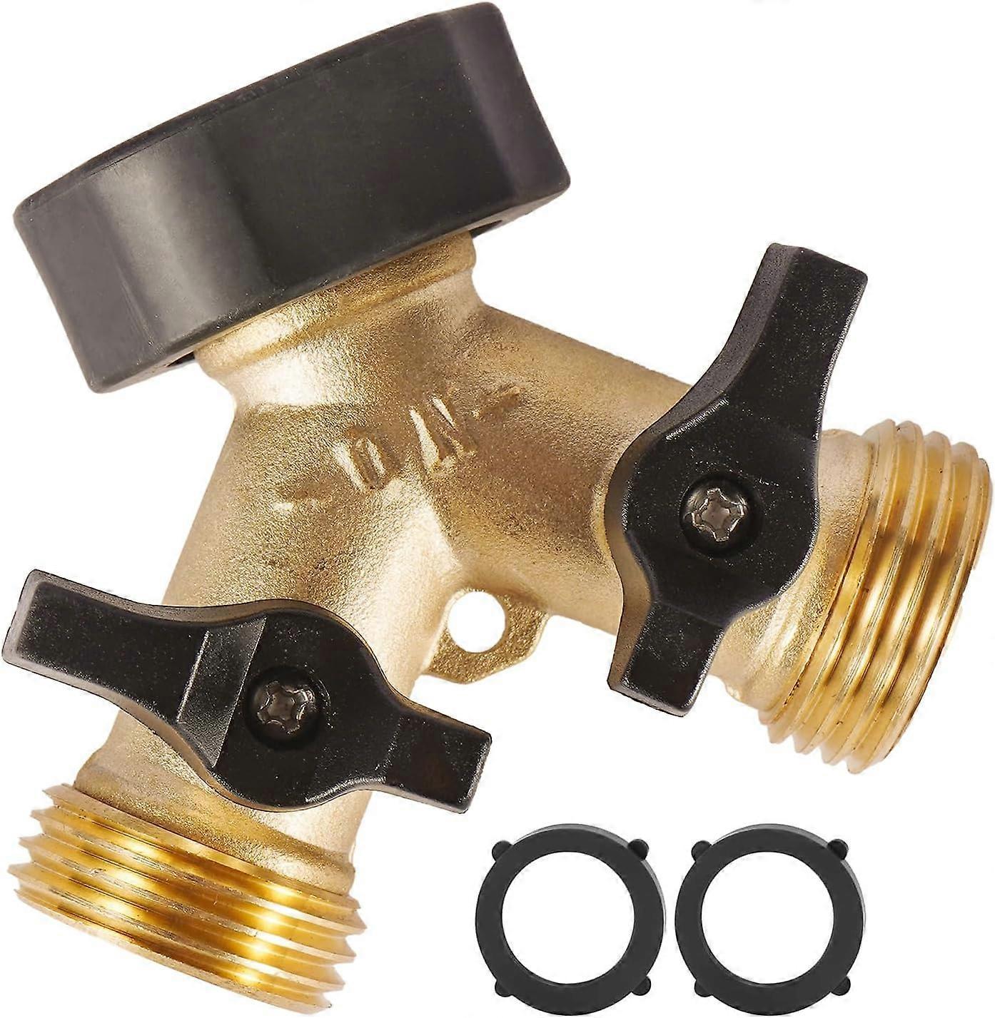 2 Way Brass Hose Splitter With Valves