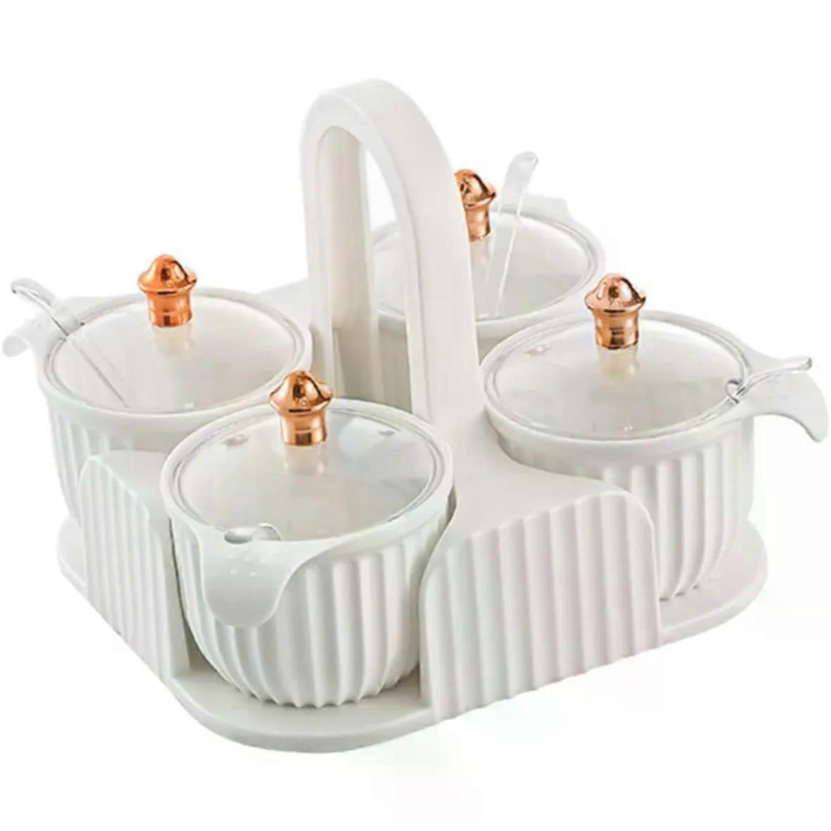 Kitchen Spice Box White Hips Condiment Pot with Cover