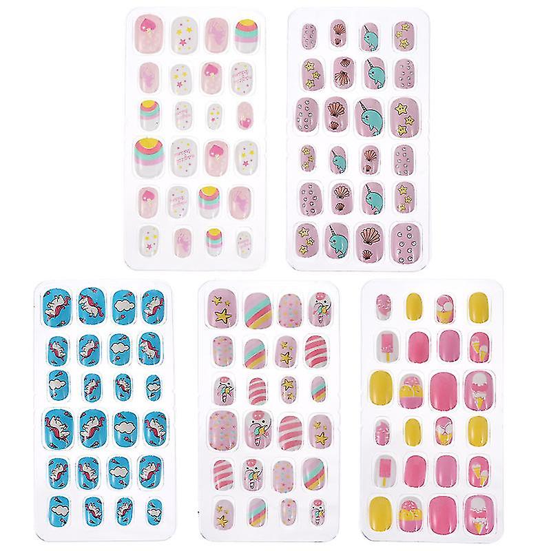 5ボックス/ 120pcsクリスマスフェイクネイルリムーバブルアートマニキュアパッチ偽のネイル@bugu