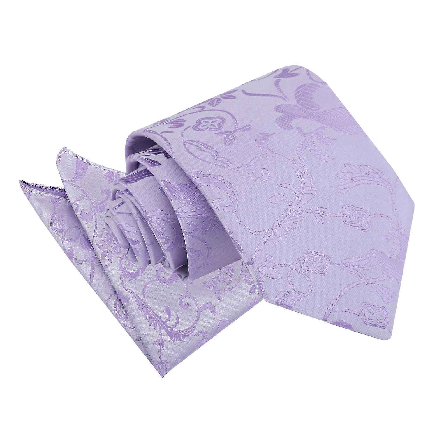 Lilac Floral Tie and Pocket Square Set