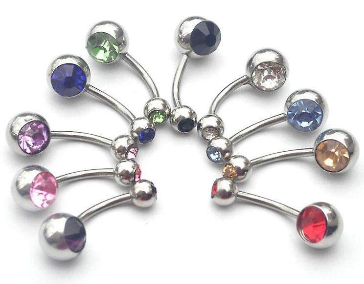 thumbnail image 1 of 10 Uds. Anillos para ombligo de cristal de acero quirúrgico, piercing para el ombligo, joyería para el cuerpo naval, 1 of 5