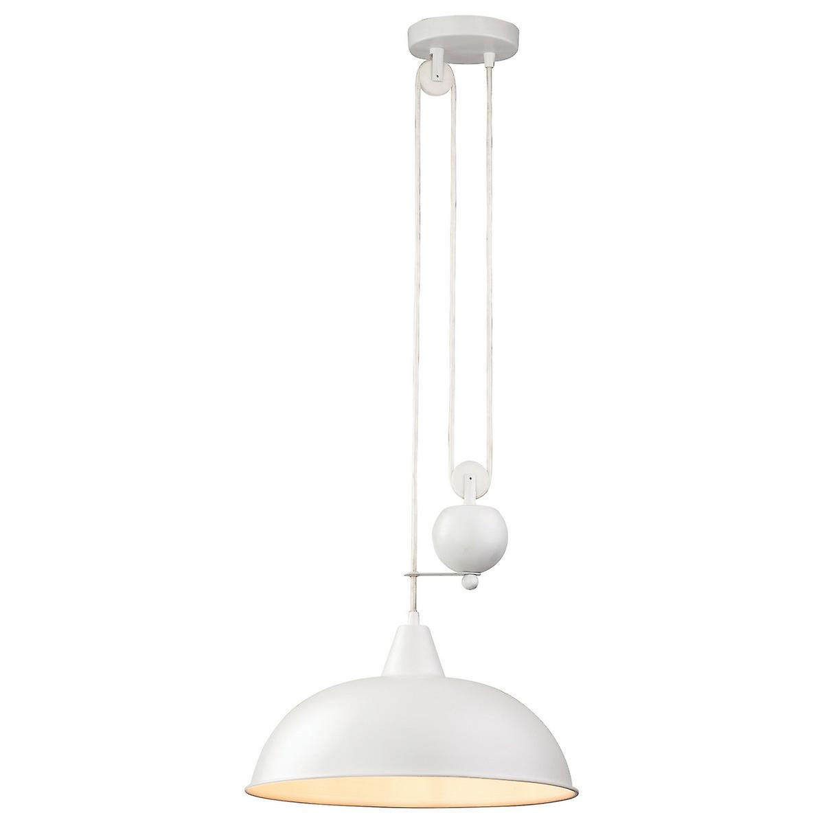 Firstlight Century - 1 Light Rise & Fall Dome Ceiling Pendant White, E27