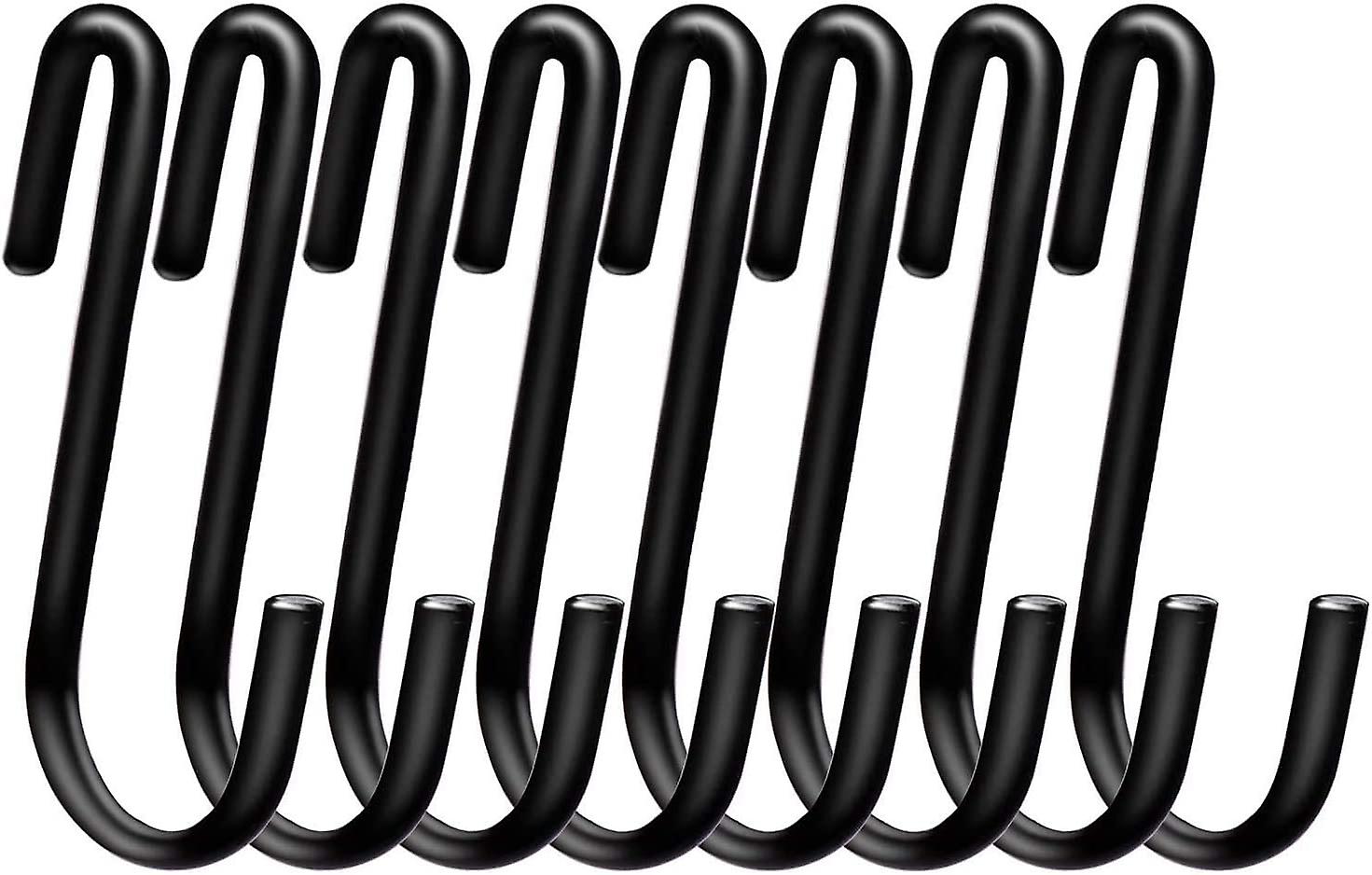 20 Pack 6cm Large Heavy Duty S-Shaped Hanging Hooks for Kitchen, Bathroom, Bedroom and Office (20 Pieces, Black)