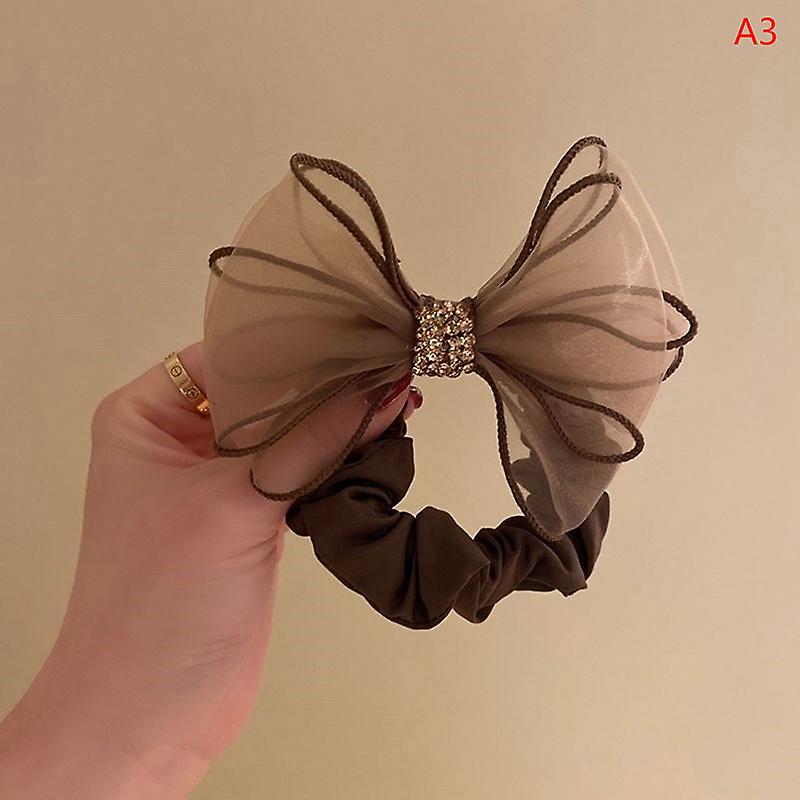 1 Pcs Mesh Bow Hair Ring Net Red All-match Simple Ins Temperament Ball Head