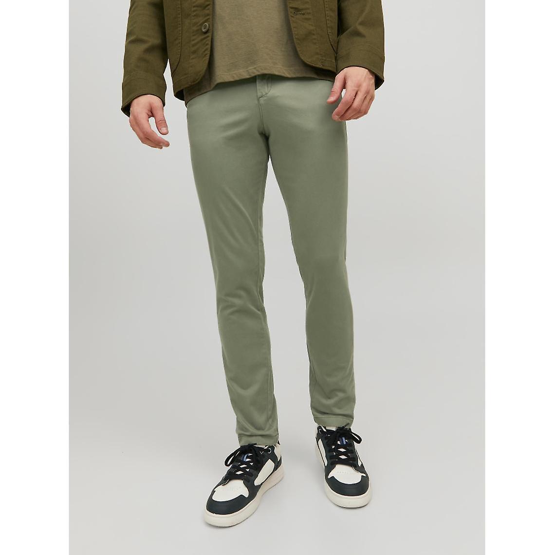 Pantalon Chino Slim Fit Vert Foncé En Coton