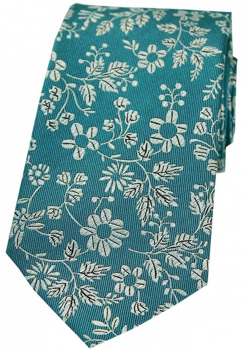 David Van Hagen Multi Flowers Silk Tie - Green